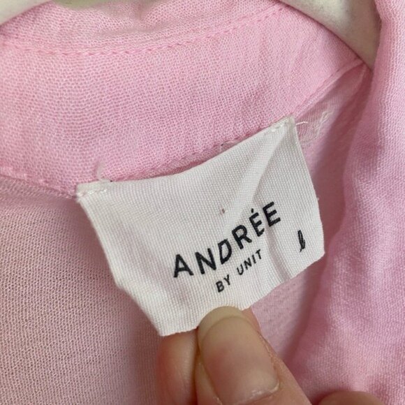 Andree By Unit Pink & White Color Block Lightweight Flowy Blouse Size L - Picture 3 of 4